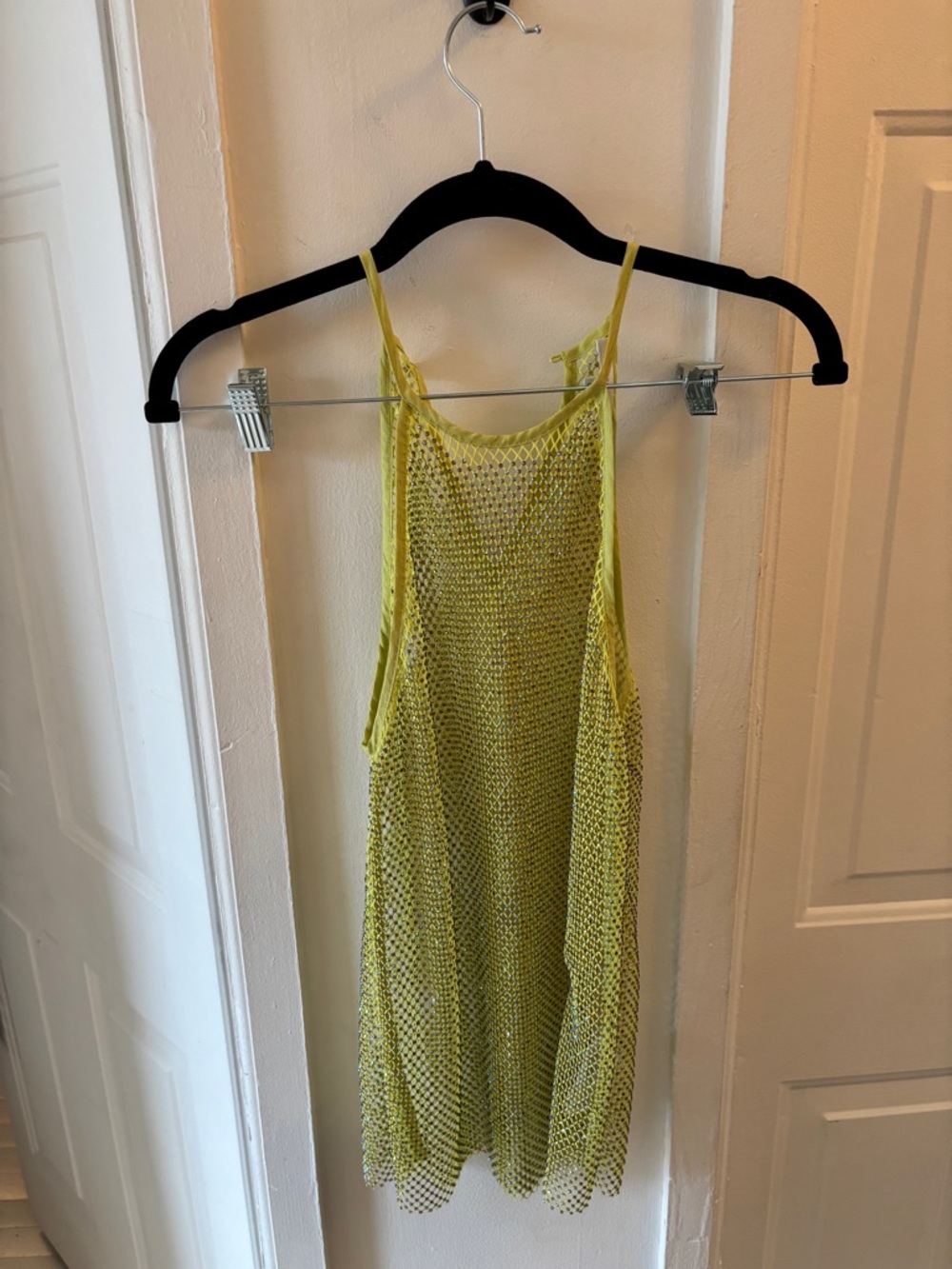 Lime Green Rhinestone Mesh Tank - Picture 2 of 5